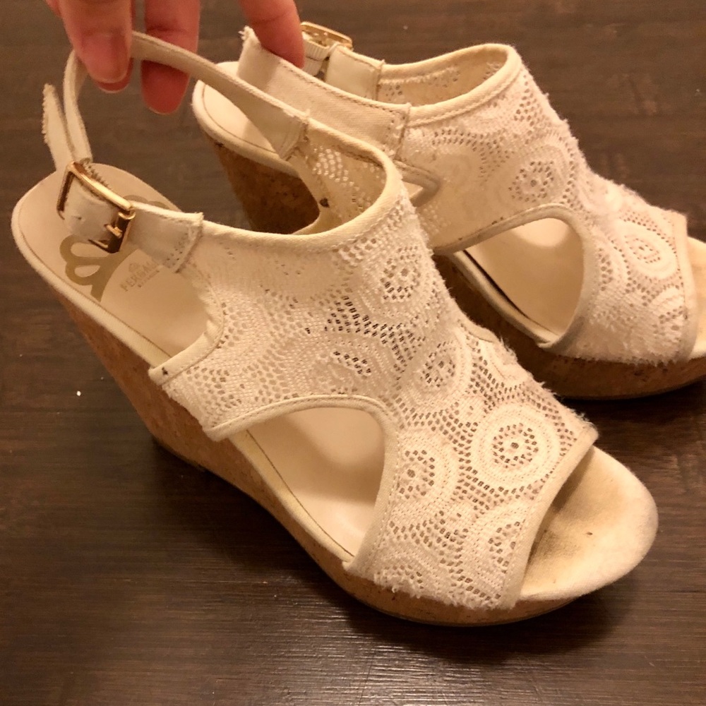 Fergalicious Off-white Lace Wedge Sandals - Picture 5 of 14